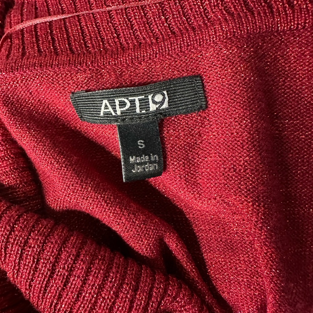 Apt. 9 pullover cowl neck sweater red metallic LS ribbed bottom NWOT Size S - Picture 6 of 6